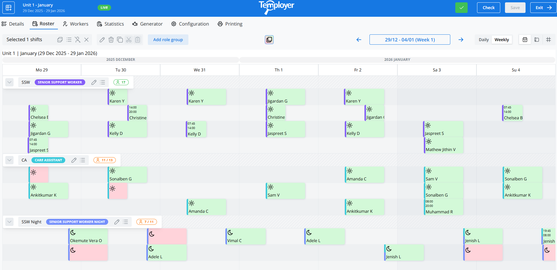 Temployer workforce planning view